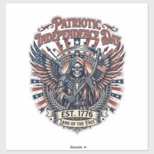Sticker Reaper Chrome Patriotique Squelette & Reaper Sombr