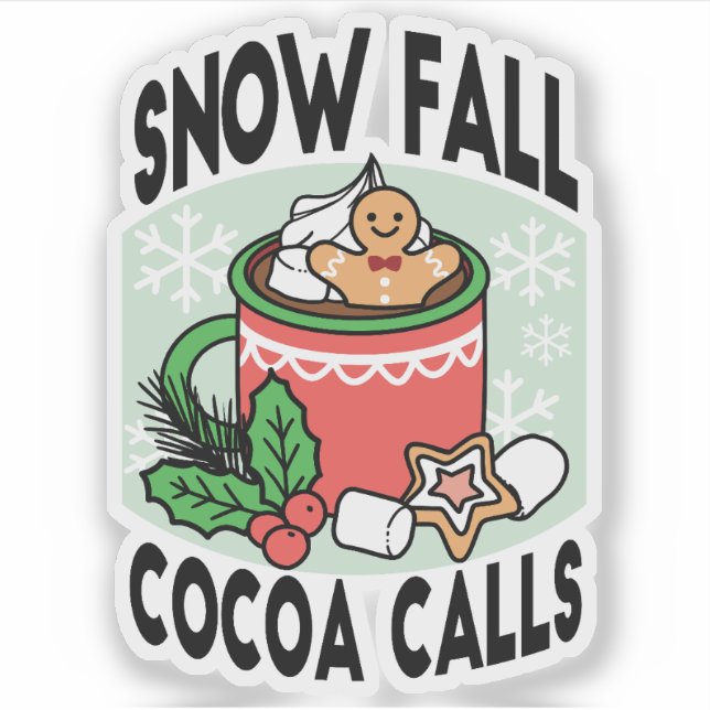 Sticker Réchauffez-vous avec les appels de cacao de neige  (Devant)
