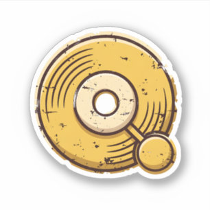Sticker Recherche de logo Q musique disque vinyle or en dé