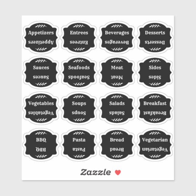 Sticker Recipe Index Divider Side Tab Black Foldable (Feuille)