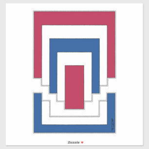 Sticker Rectangle Abstrait en rouge, blanc et bleu