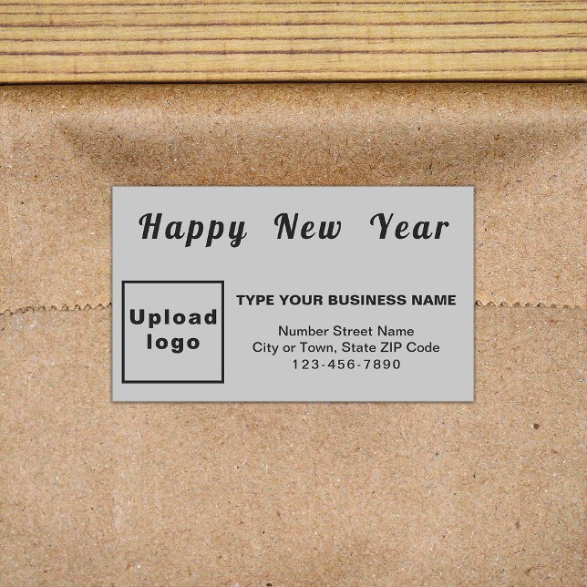 Sticker Rectangle gris du Nouvel An (New Year greeting with your business brand on gray rectangle sticker.)