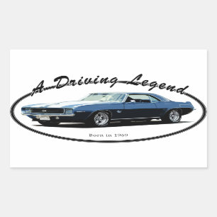 STICKER RECTANGULAIRE 1969 BLEU DE CAMARO YENKO