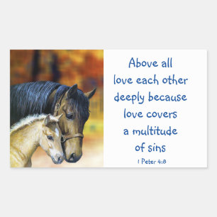 Sticker Rectangulaire 1 Pierre 4 :8 Au-Dessus De Tous L'Amour Profondéme