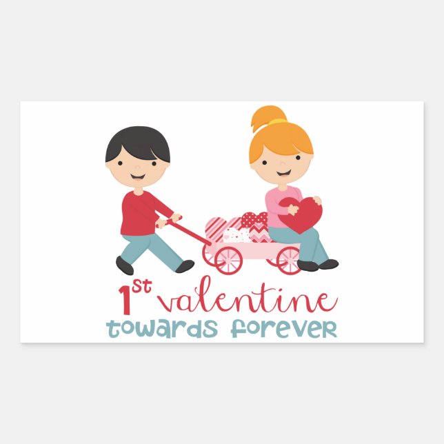 Sticker Rectangulaire 1re Saint Valentin Ensemble (Devant)