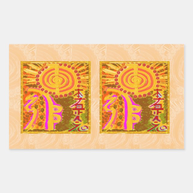 Sticker Rectangulaire 2013 ver. Symboles de guérison Reiki (Devant)