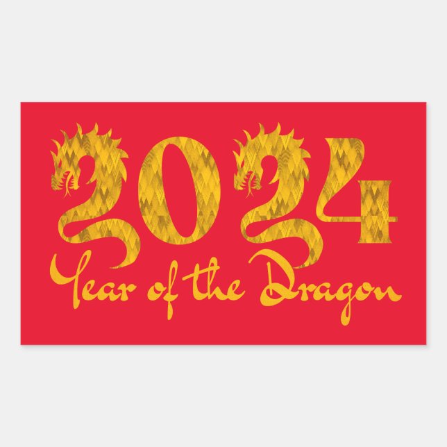 STICKER RECTANGULAIRE 2024 ANNÉE DE L'OR DRAGON (Devant)