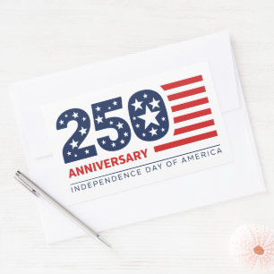 Sticker Rectangulaire 250e Anniversaire Jour de l'Indépendance de l'Amér
