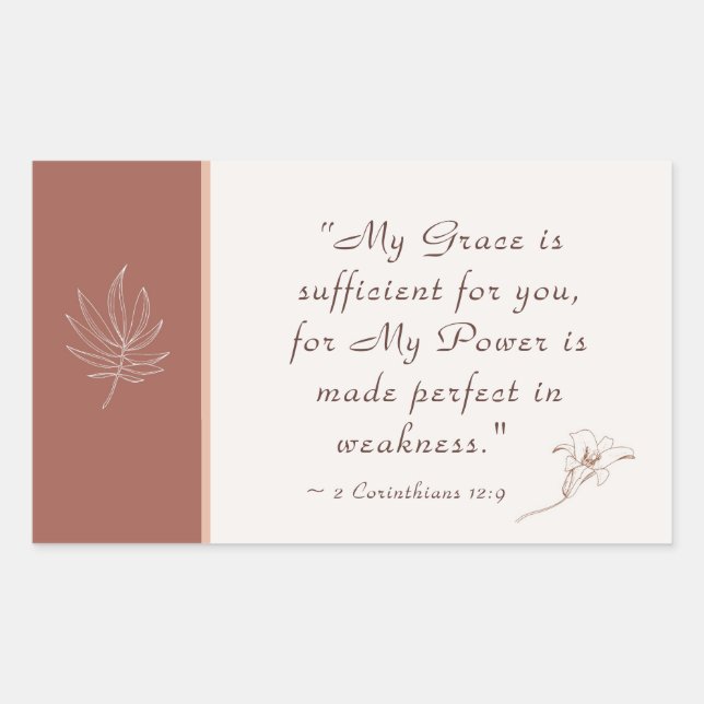 Sticker Rectangulaire 2 Corinthiens 12:9 Ma grâce suffit (Devant)