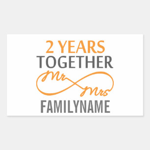 Sticker Rectangulaire 2e anniversaire M. & Mme Infinity Personnalisée