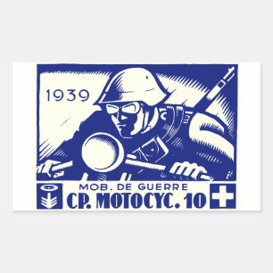 Sticker Rectangulaire 2ÈME GUERRE MONDIALE Swiss Motorcycle Company, ble