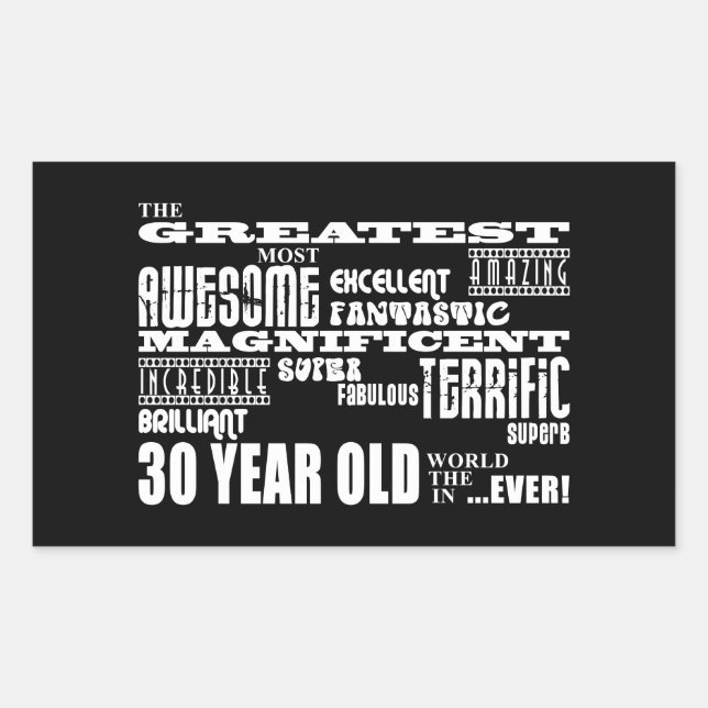 Sticker Rectangulaire 30èmes ans de fête d'anniversaire d'amusement (Devant)