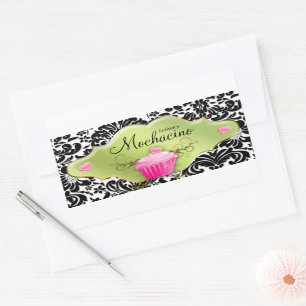 Sticker Rectangulaire 311 Carte de visite de boulangerie Cupcake Swirls