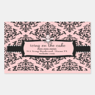 Sticker Rectangulaire 311 cerise sur le gâteau Pink Fleur Di Lis doux