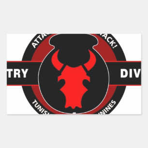 STICKER RECTANGULAIRE 34E DIVISION D'INFANTERIE" BULLE ROUGE"