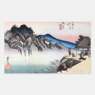 Sticker Rectangulaire 49. 坂 下 宿, 重 Sakashita-juku, Hiroshige, Ukiyo-e, 広