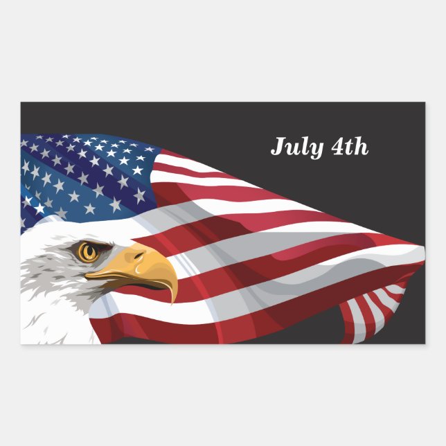 Sticker Rectangulaire 4 juillet American Flag and Eagle (Devant)