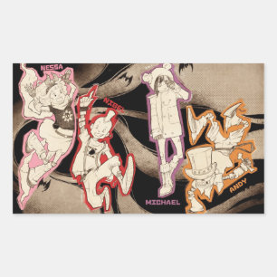 Sticker Rectangulaire 4 Petits monstres - Groupe