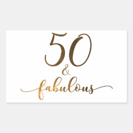 Sticker Rectangulaire "50 & Fabulous" Faux Gold, v4 Anniversaire Cheer