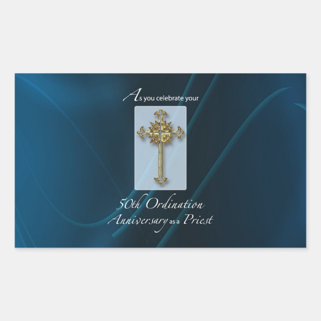 Sticker Rectangulaire 50e anniversaire de l'ordination du prêtre (Devant)