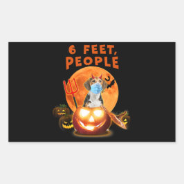 Sticker Rectangulaire 6 Pieds, Chien Beagle Avec Masque Cadeau Halloween