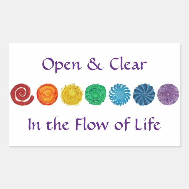 Sticker Rectangulaire 7 chakras #1 Couleurs arc-en-ciel (Devant)