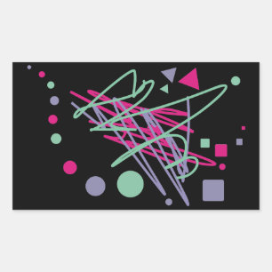 Sticker Rectangulaire 80s design quatre-vingts vintage splash medley art