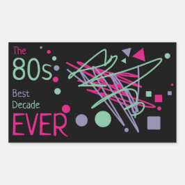 Sticker Rectangulaire 80s Meilleure décennie jamais rose violet Turquois