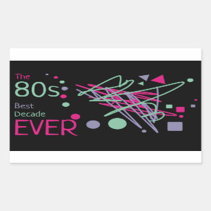 Sticker Rectangulaire 80s Meilleure décennie jamais rose violet Turquois