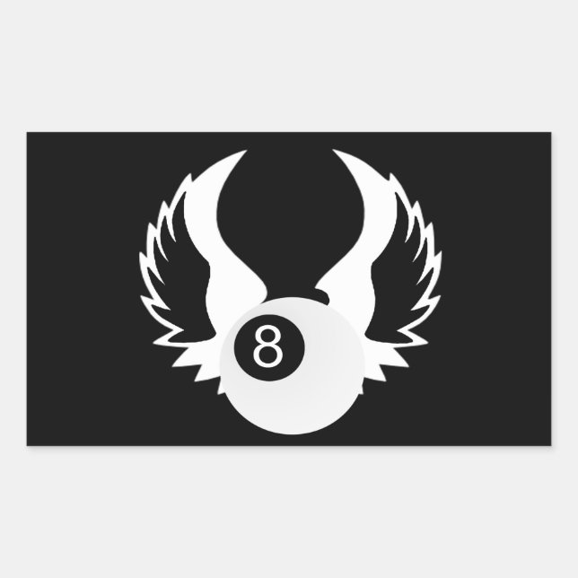 Sticker Rectangulaire 8 Balle avec ailes (Devant)