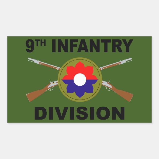 Sticker Rectangulaire 9e Division d'infanterie - fusils croisés - avec t (Devant)