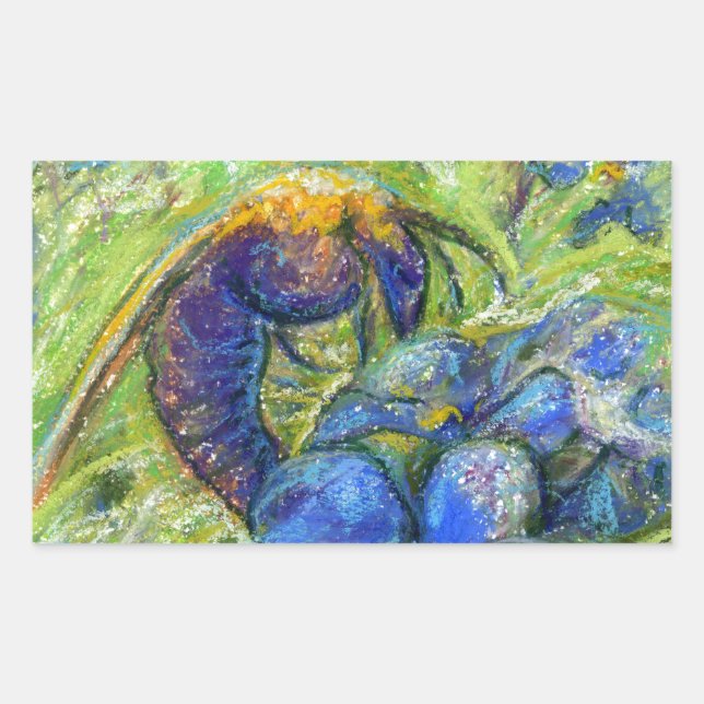 Sticker Rectangulaire A Bee & Forget-me-not Flowers (Devant)