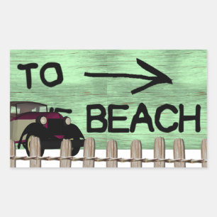 Sticker Rectangulaire À l'Autocollant Plage Fun