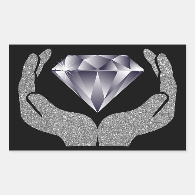 Sticker rectangulaire à mains en diamant (Devant)