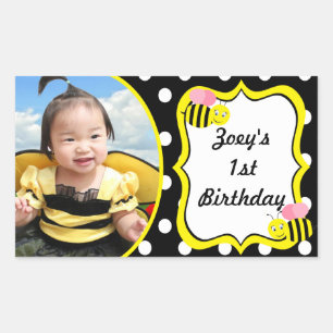 Sticker Rectangulaire Abeille bourdonnante - Rose / Noir