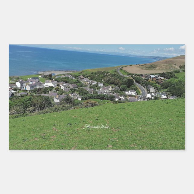 Sticker Rectangulaire Aberath, village du Pays de Galles, (Devant)