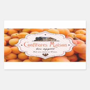 Sticker Rectangulaire Abricot fait maison d'étiquette de Français de