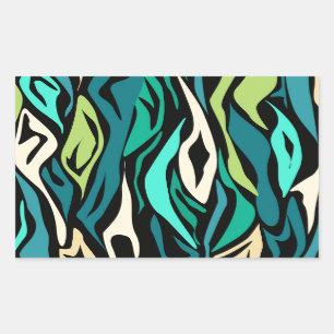 Sticker Rectangulaire Abstract black turquoise