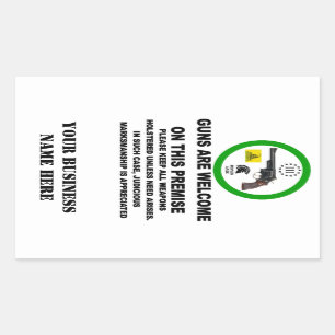 STICKER RECTANGULAIRE ACCUEIL D'ARMES À FEU