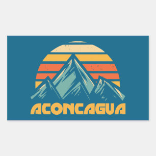 Sticker Rectangulaire Aconcagua Retro Turquoise