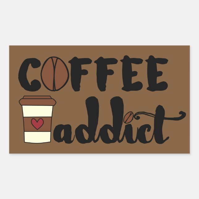 Sticker Rectangulaire Addict au café II (Devant)