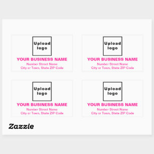 Sticker Rectangulaire Adresse de l'entreprise Textes roses sur blanc