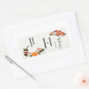 Sticker Rectangulaire Affiche de bienvenue mariage Florale personnalisée