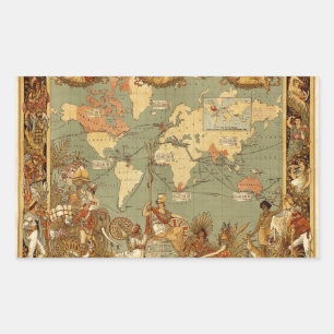 Sticker Rectangulaire Affiche de la carte du monde de l'Empire britanniq