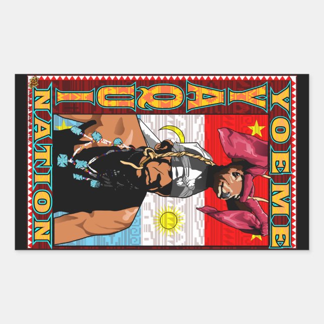 Sticker Rectangulaire Affiche de la danseuse Yaqui Yoeme Deer (Devant)