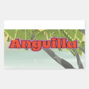 Sticker Rectangulaire Affiche de voyage vintage d'Anguilla.