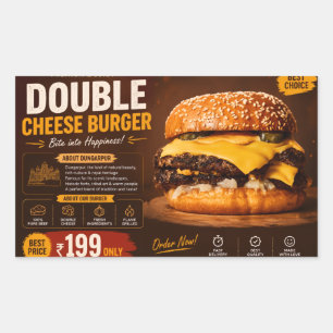 Sticker Rectangulaire Affiche promotionnelle de Burger Double Fromage Pr