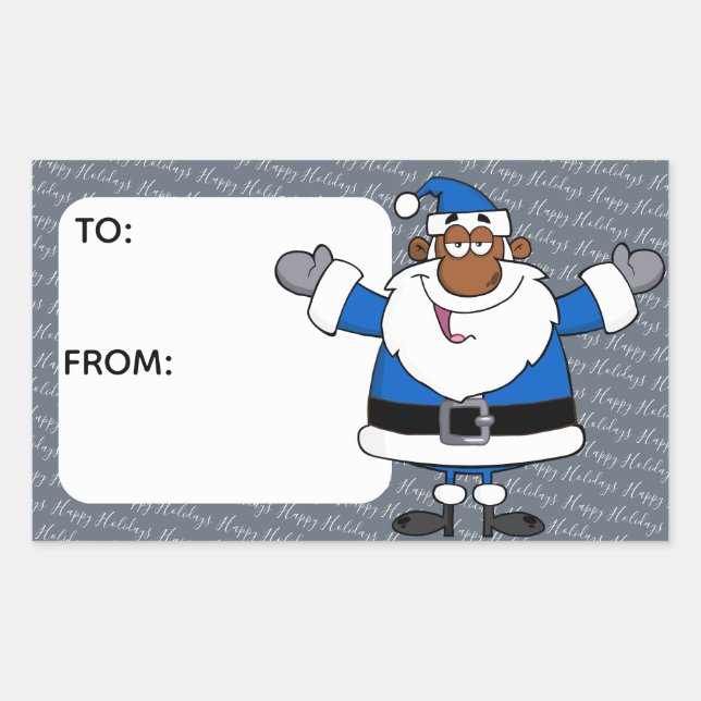 Sticker Rectangulaire Afrique-Amérique Père Noël Noël Hanoukka Kwanzaa (Devant)