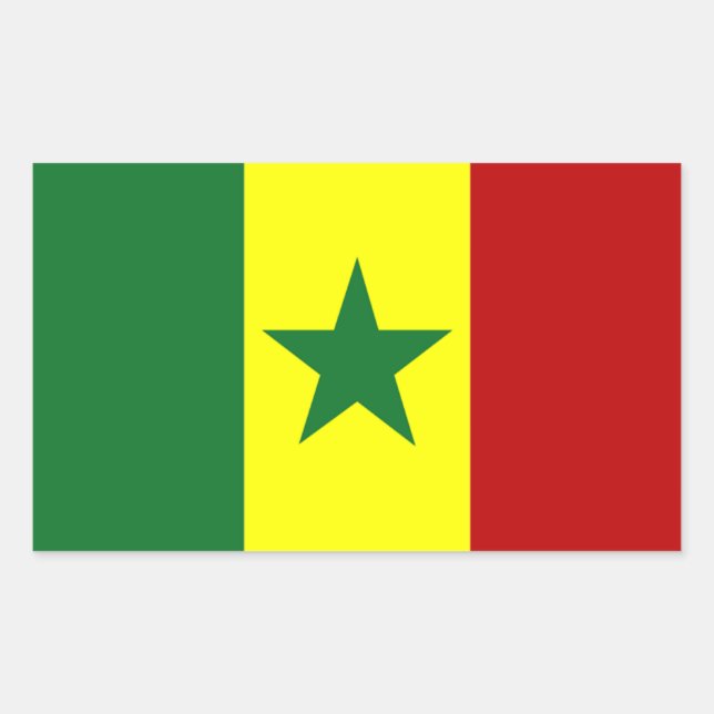 Sticker Rectangulaire Afrique : Drapeau de la République du Sénégal (Devant)