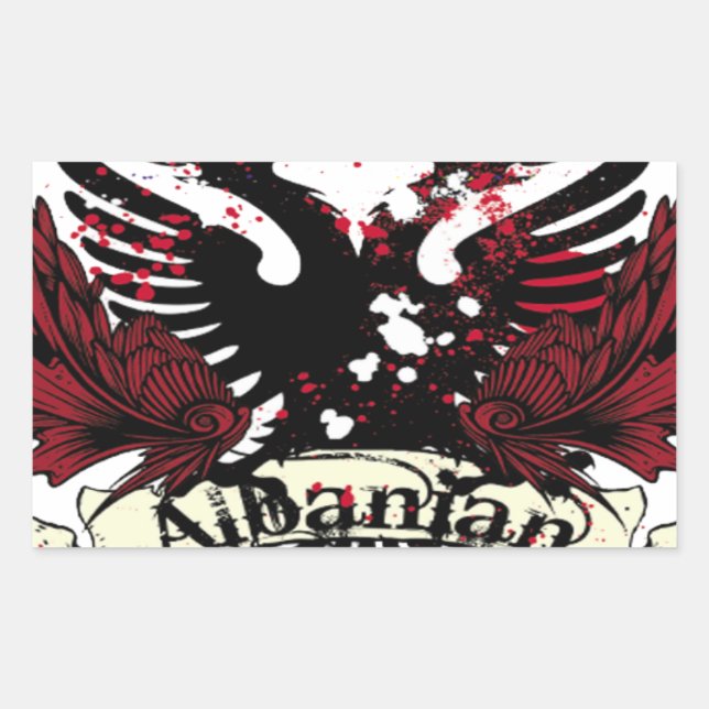 Sticker Rectangulaire aigle albanais (Devant)